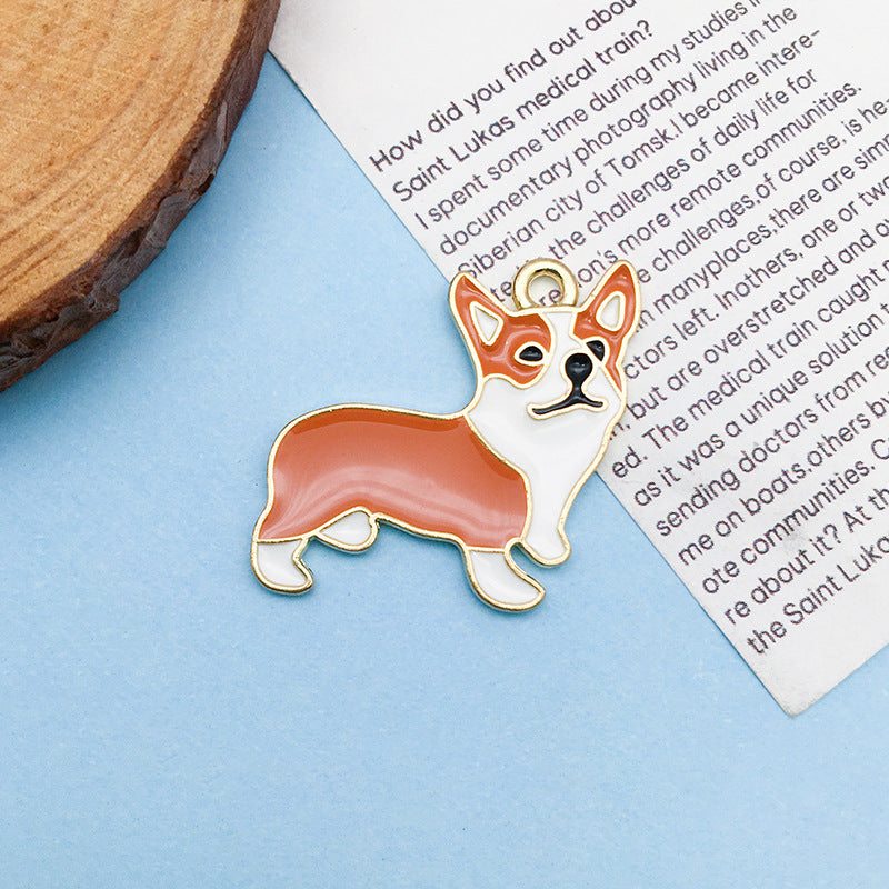 Wholesale Cartoon Japanese Cute Puppy Dog Drip Oil Alloy Necklace Bracelet Pendant